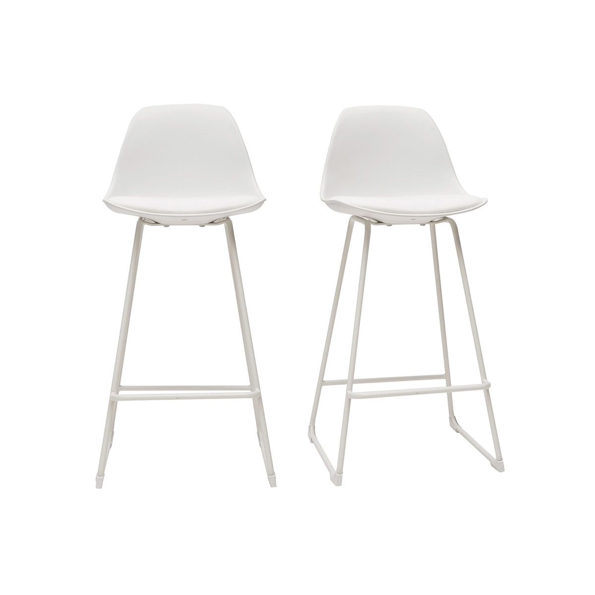 Taburetes de bar modernos blancos patas metal 65 cm (lote de 2) FRANZ