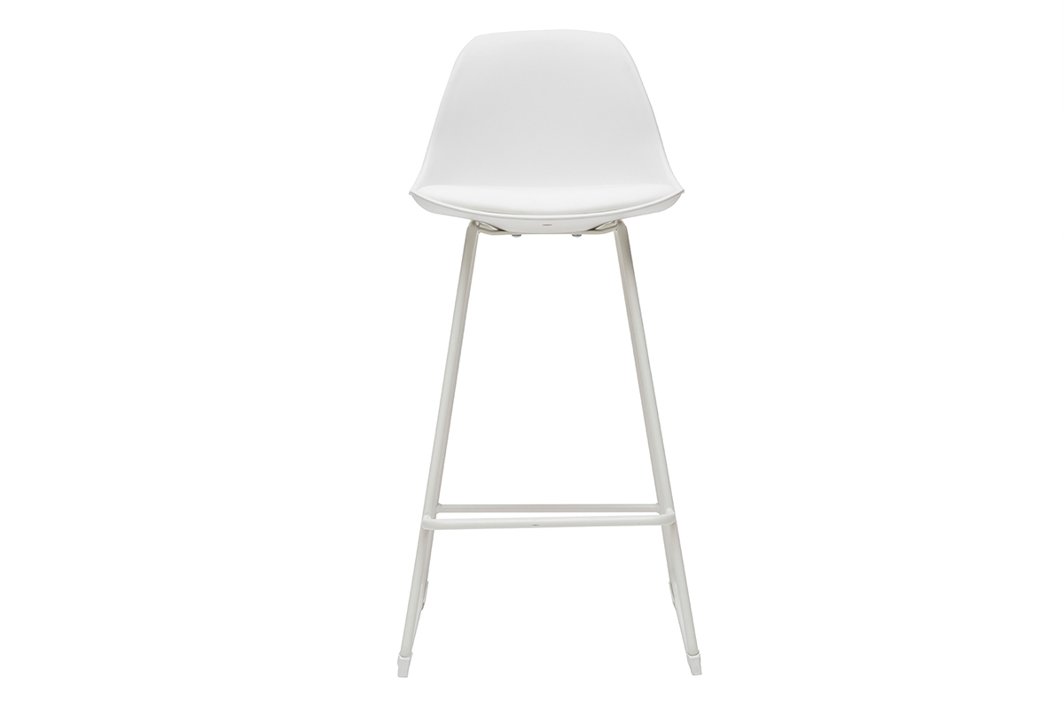 Taburetes de bar modernos blancos patas metal 66 cm (lote de 2) FRANZ
