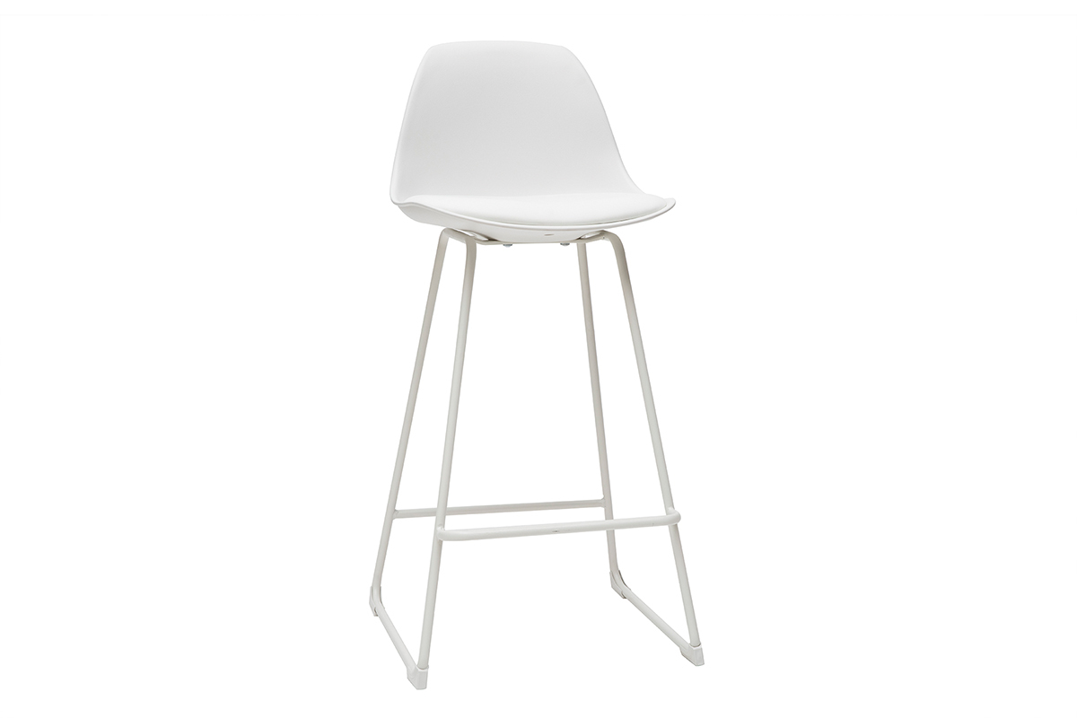 Taburetes de bar modernos blancos patas metal 66 cm (lote de 2) FRANZ