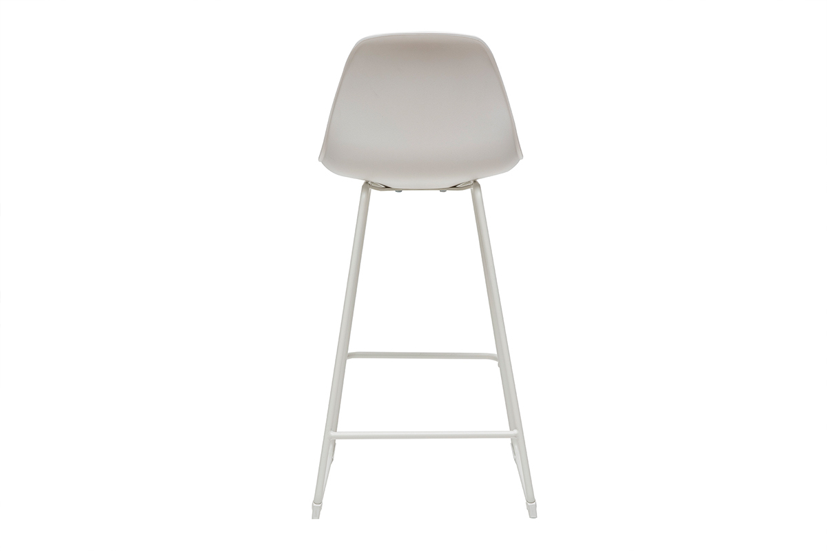 Taburetes de bar modernos blancos patas metal 66 cm (lote de 2) FRANZ