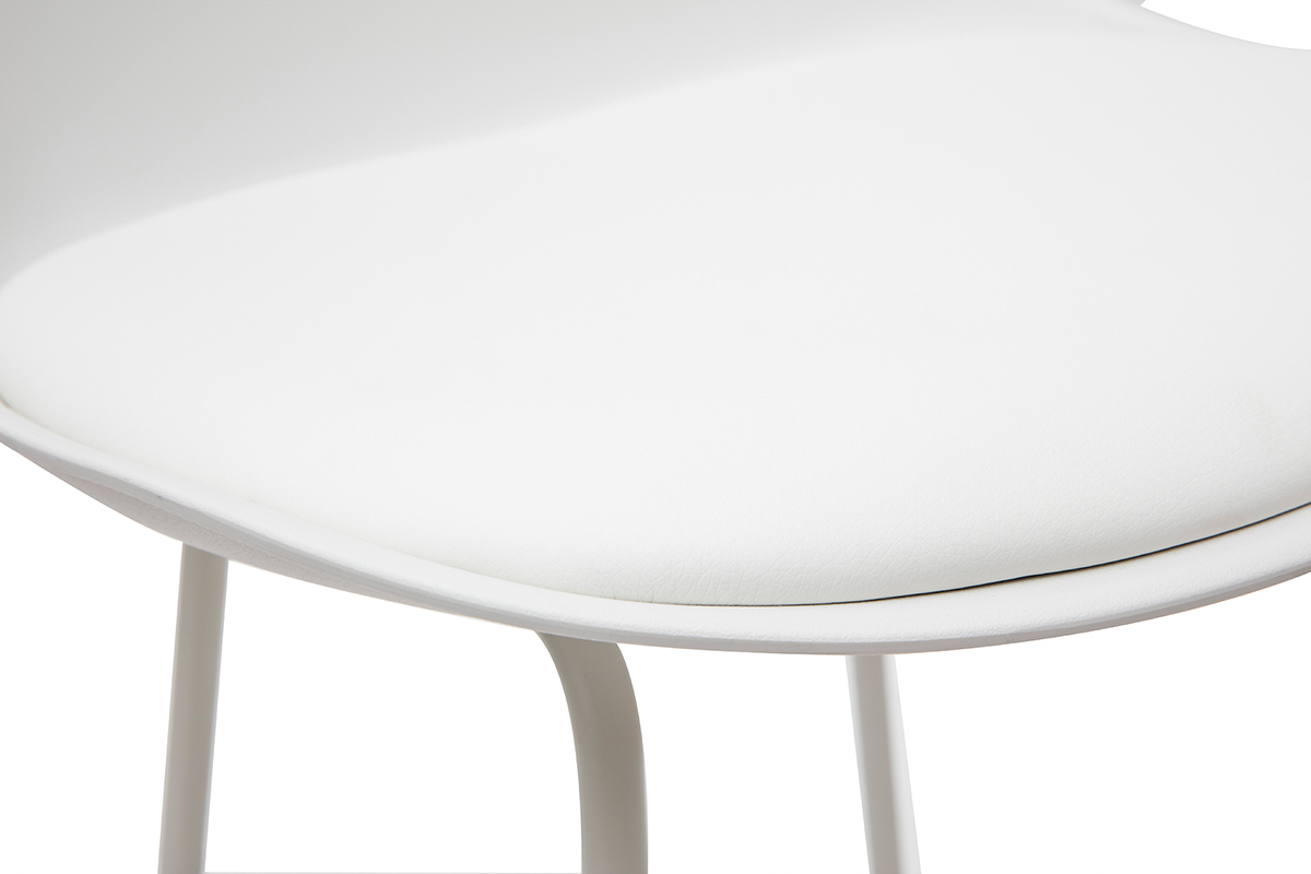 Taburetes de bar modernos blancos patas metal 66 cm (lote de 2) FRANZ