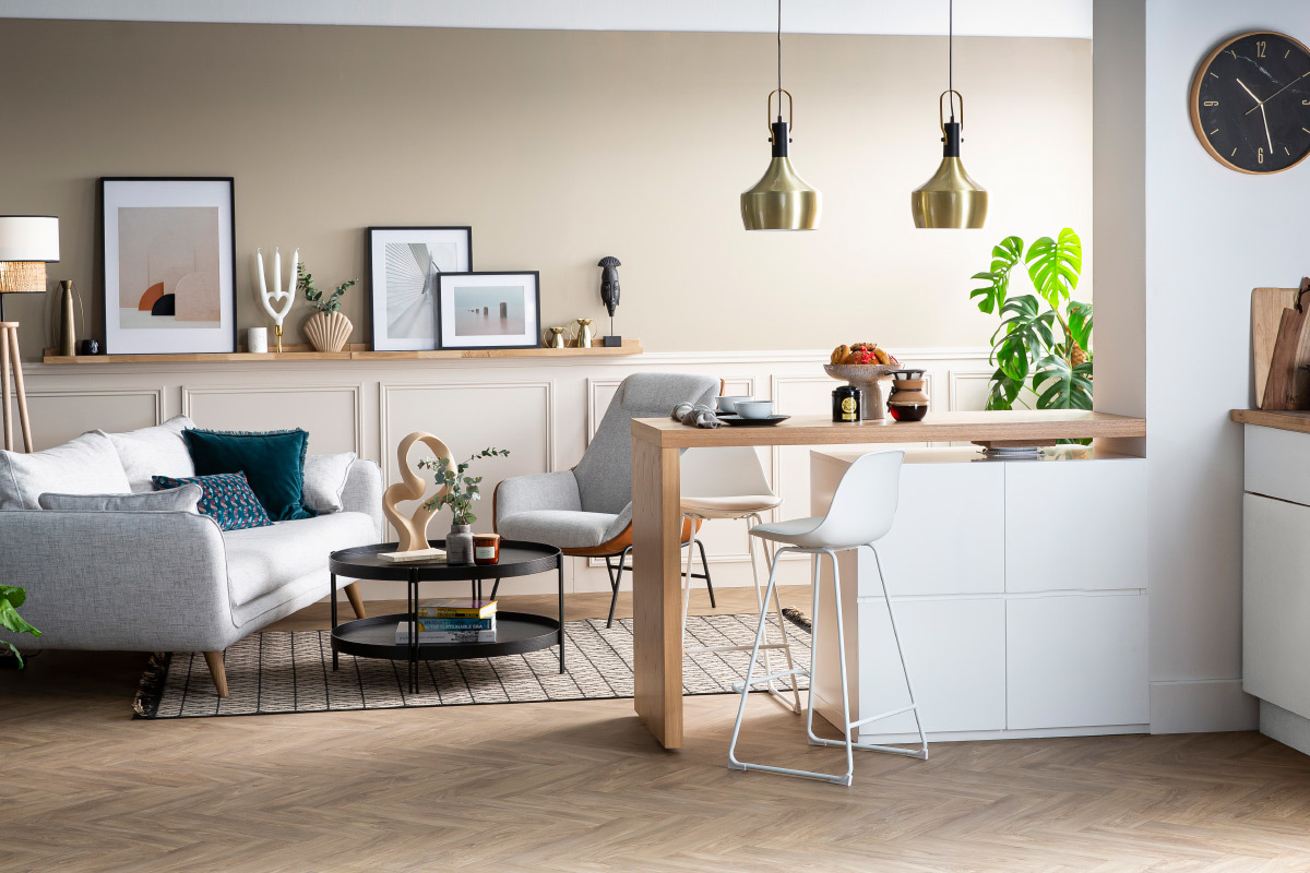 Taburetes de bar modernos blancos patas metal 66 cm (lote de 2) FRANZ