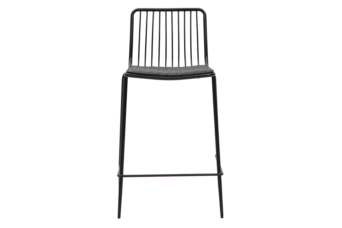 Taburetes de bar modernos en metal negro con cojn 65 cm (lote de 2) FEELING