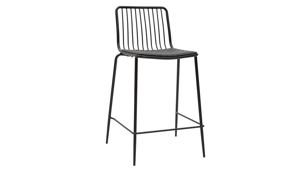 Taburetes de bar modernos en metal negro con cojn 65 cm (lote de 2) FEELING