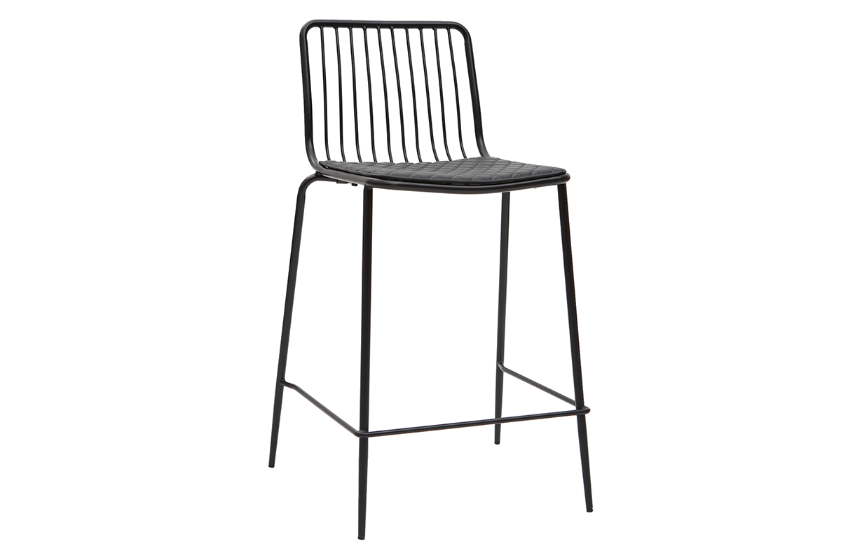Taburetes de bar modernos en metal negro con cojn 65 cm (lote de 2) FEELING
