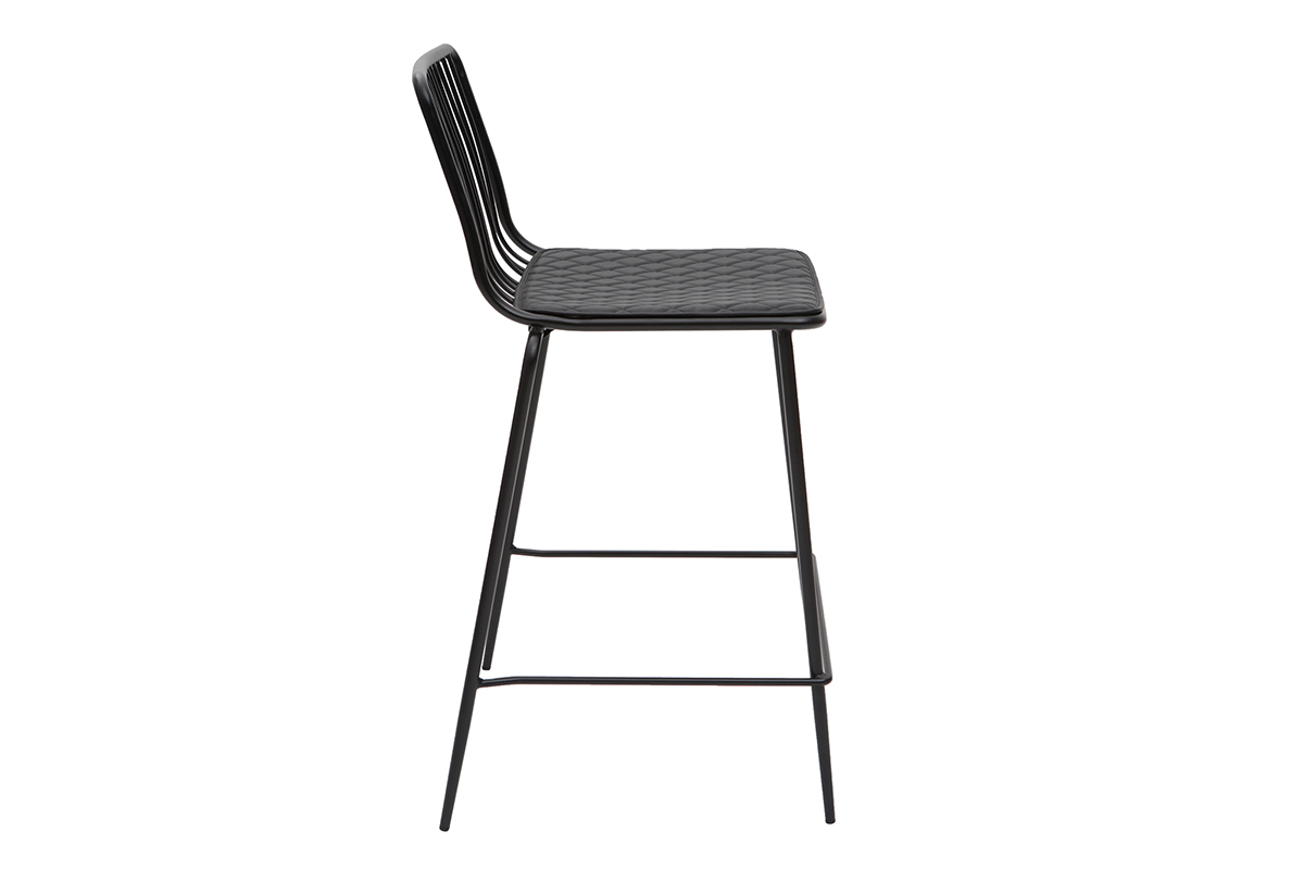 Taburetes de bar modernos en metal negro con cojn 65 cm (lote de 2) FEELING