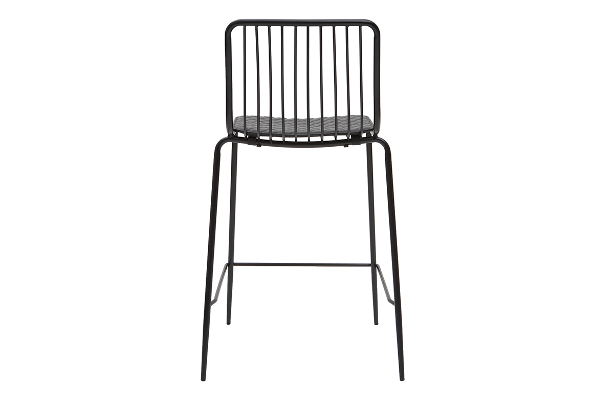 Taburetes de bar modernos en metal negro con cojn 65 cm (lote de 2) FEELING