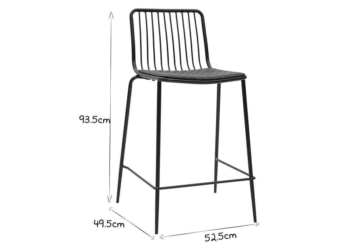 Taburetes de bar modernos en metal negro con cojn 65 cm (lote de 2) FEELING