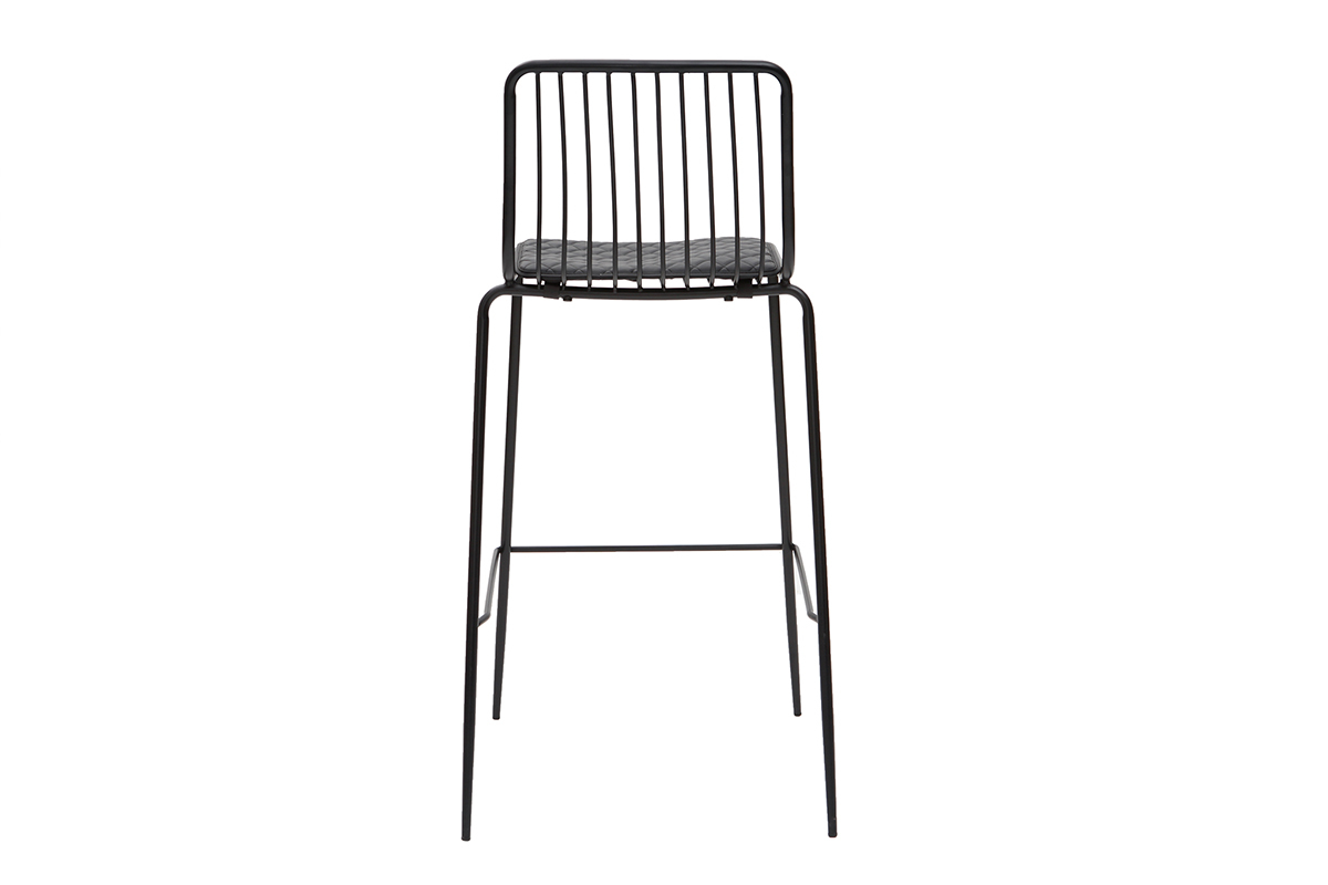 Taburetes de bar modernos en metal negro con cojn 75 cm (lote de 2) FEELING