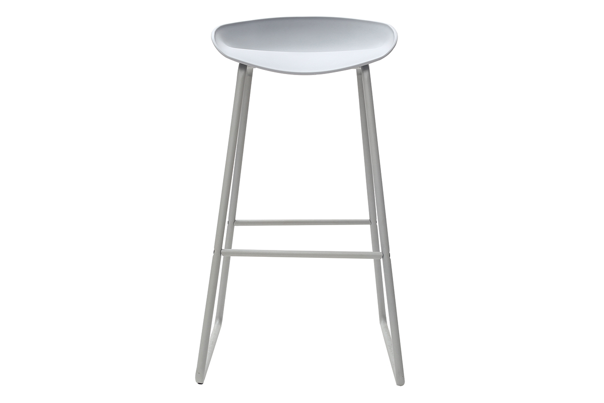 Taburetes de bar modernos grises con patas en metal (lote de 2) PEBBLE