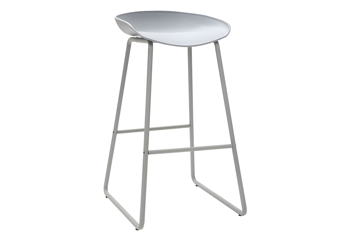 Taburetes de bar modernos grises con patas en metal (lote de 2) PEBBLE
