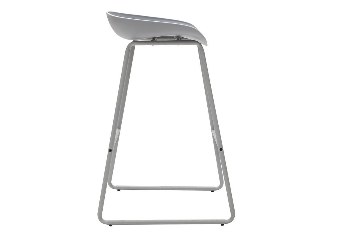 Taburetes de bar modernos grises con patas en metal (lote de 2) PEBBLE
