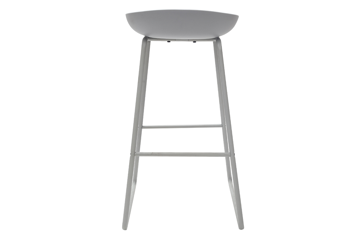 Taburetes de bar modernos grises con patas en metal (lote de 2) PEBBLE