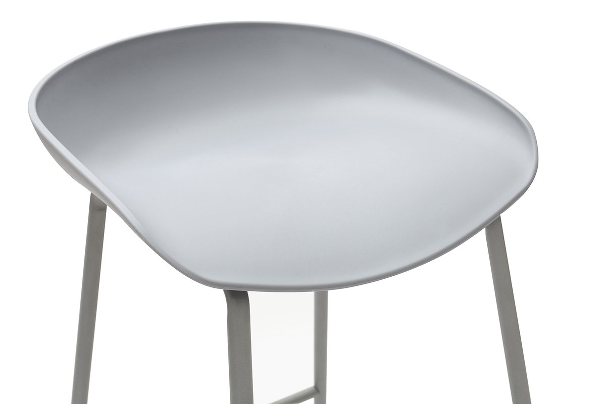 Taburetes de bar modernos grises con patas en metal (lote de 2) PEBBLE