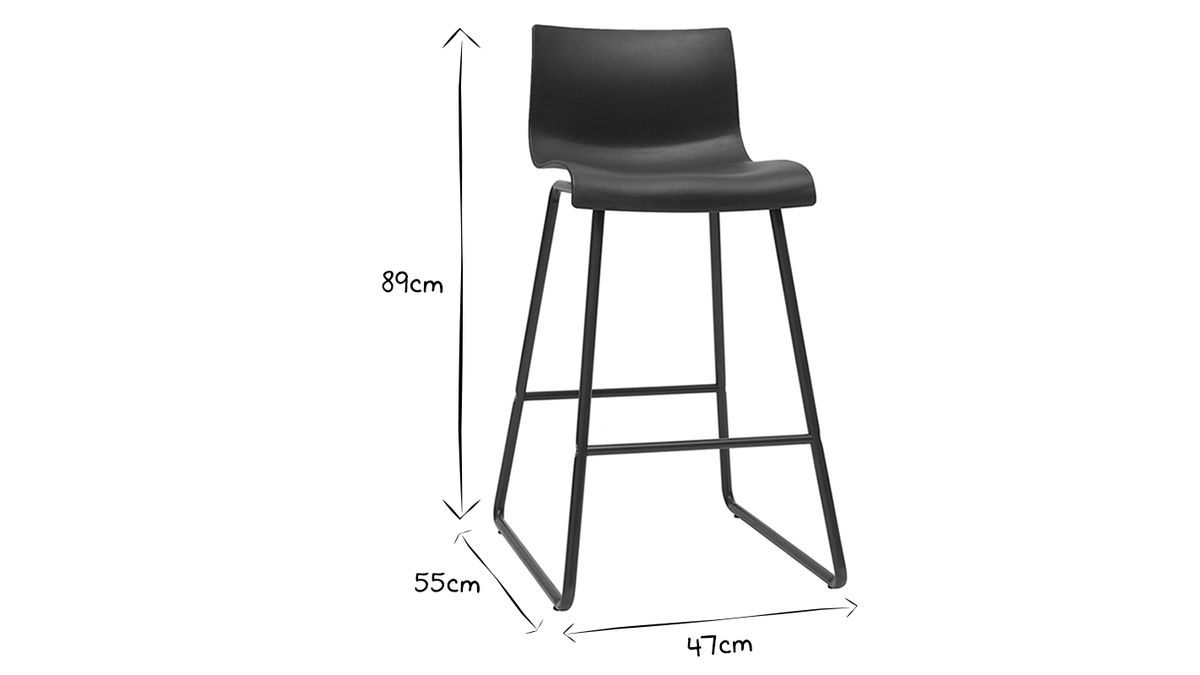 Taburetes de bar modernos negros 65 cm (lote de 2) ONA