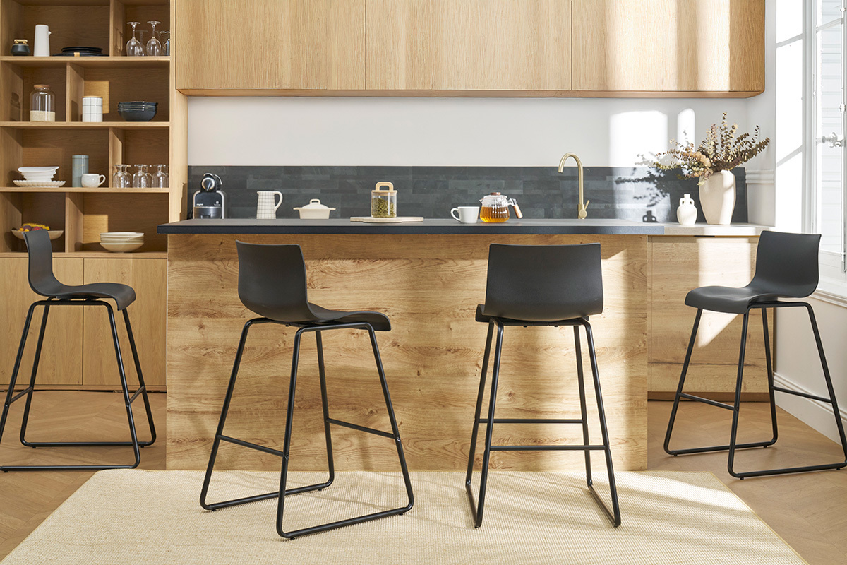 Taburetes de bar modernos negros 65 cm (lote de 2) ONA