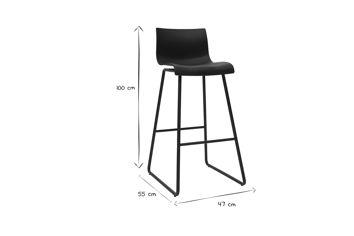 Taburetes de bar modernos negros 76 cm (lote de 2) ONA