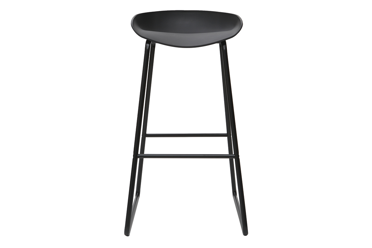 Taburetes de bar modernos negros con patas en metal (lote de 2) PEBBLE