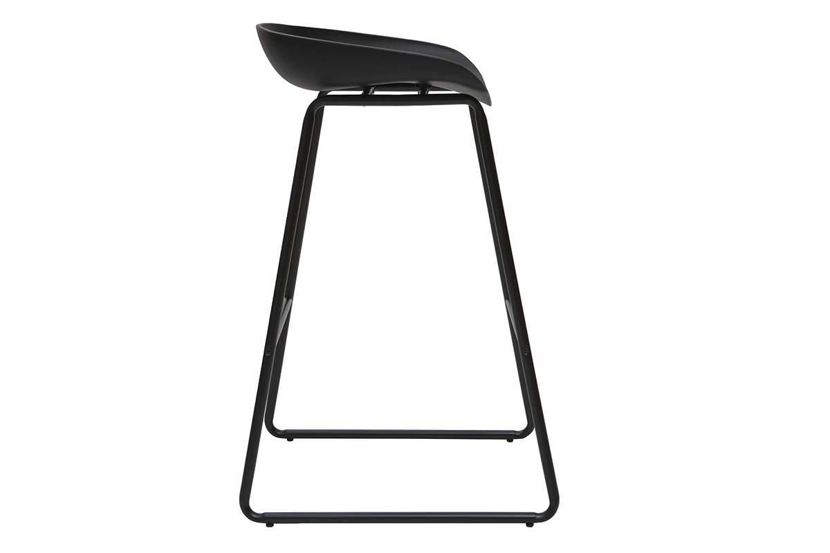 Taburetes de bar modernos negros con patas en metal (lote de 2) PEBBLE