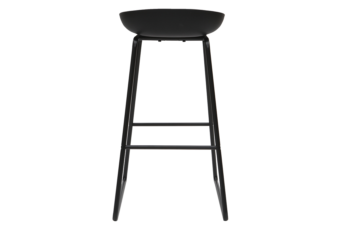 Taburetes de bar modernos negros con patas en metal (lote de 2) PEBBLE
