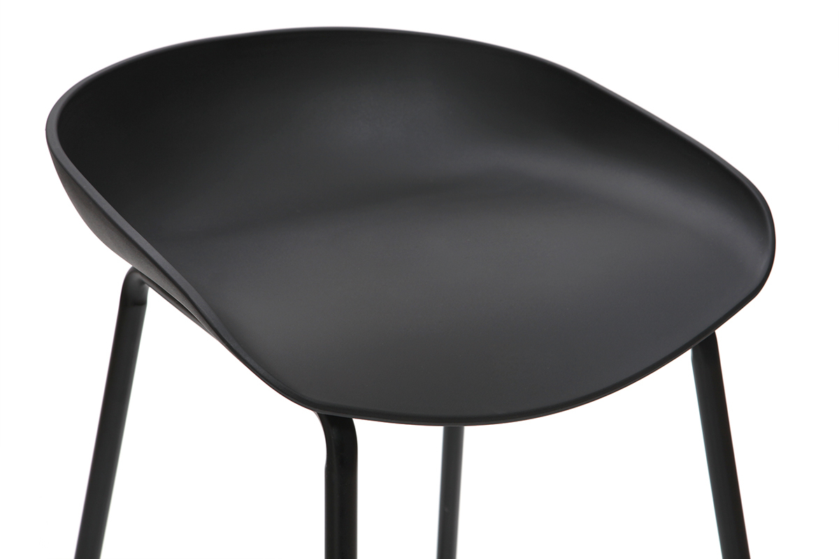 Taburetes de bar modernos negros con patas en metal (lote de 2) PEBBLE