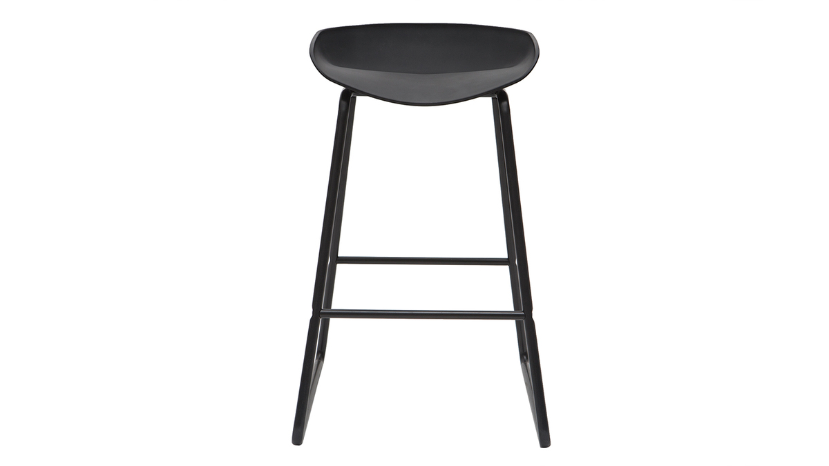 Taburetes de bar modernos negros con patas en metal 65 cm (lote de 2) PEBBLE