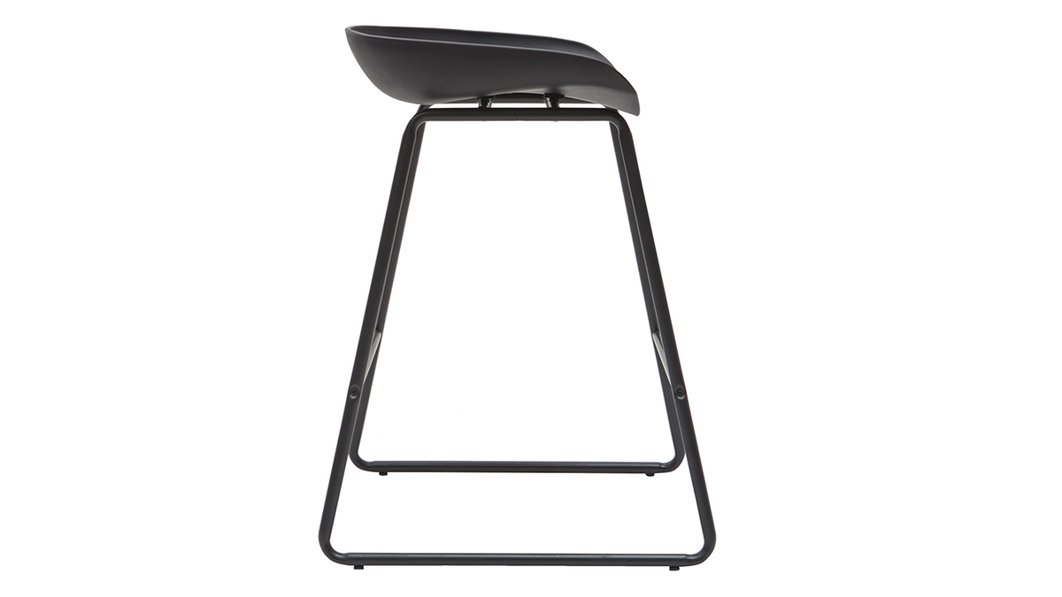 Taburetes de bar modernos negros con patas en metal 65 cm (lote de 2) PEBBLE