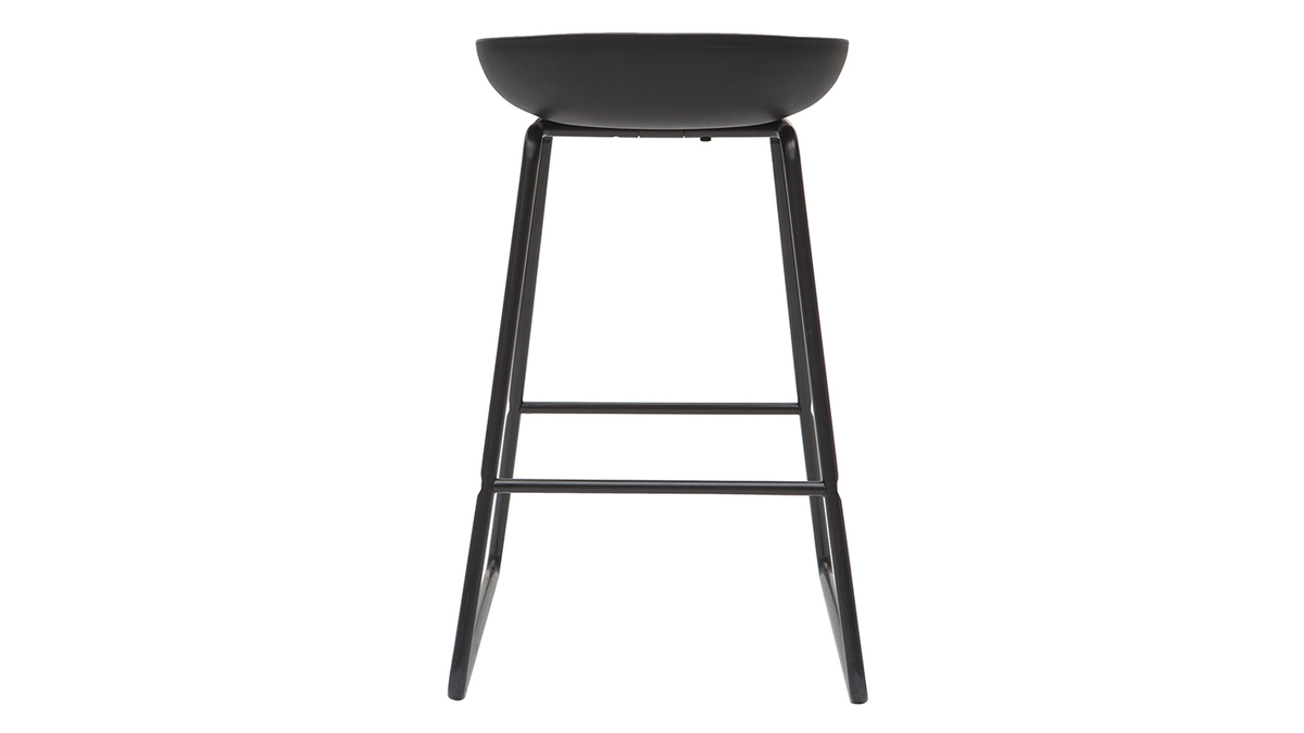 Taburetes de bar modernos negros con patas en metal 65 cm (lote de 2) PEBBLE