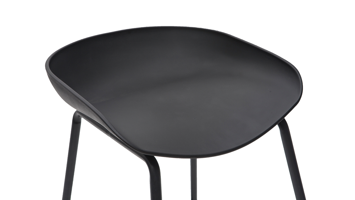 Taburetes de bar modernos negros con patas en metal 65 cm (lote de 2) PEBBLE