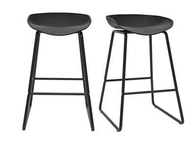 Taburetes de bar modernos negros con patas en metal 65 cm (lote de 2) PEBBLE