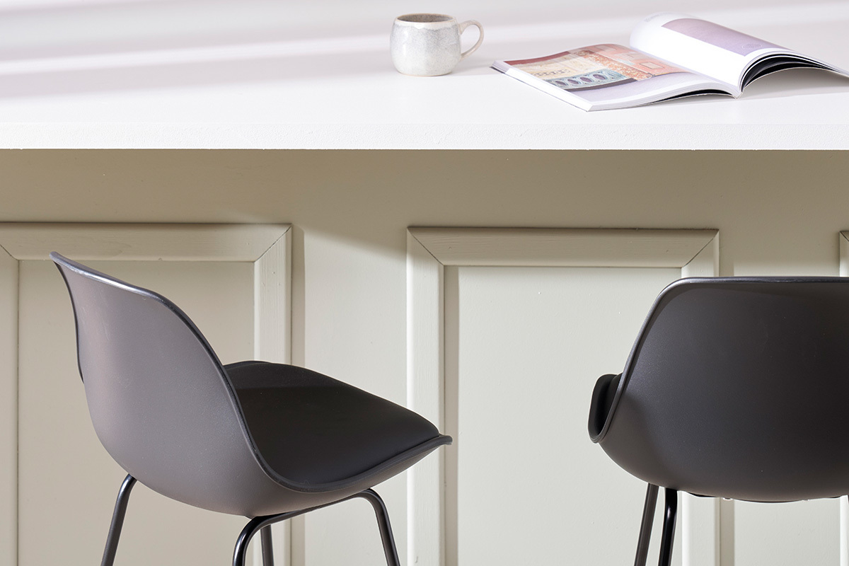 Taburetes de bar modernos negros patas metal 66 cm (lote de 2) FRANZ