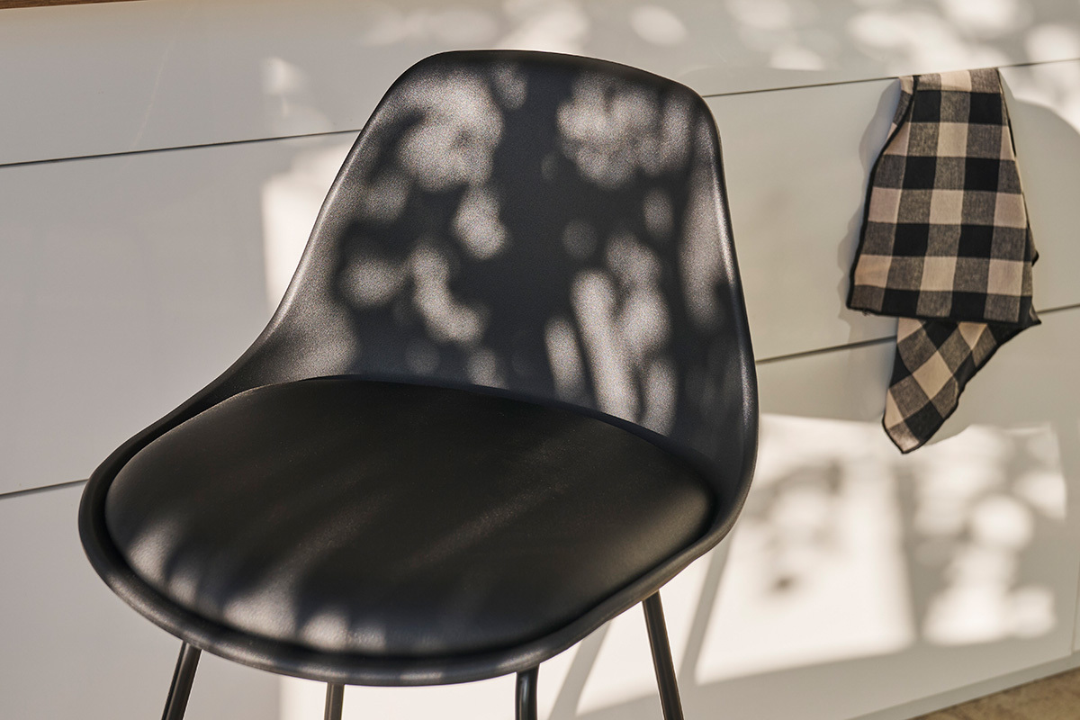 Taburetes de bar modernos negros patas metal 66 cm (lote de 2) FRANZ