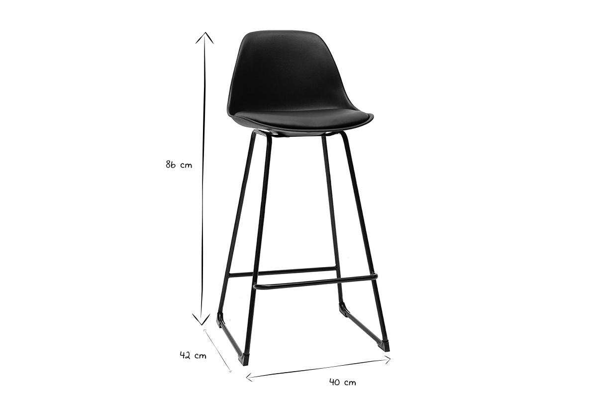 Taburetes de bar modernos negros patas metal 66 cm (lote de 2) FRANZ