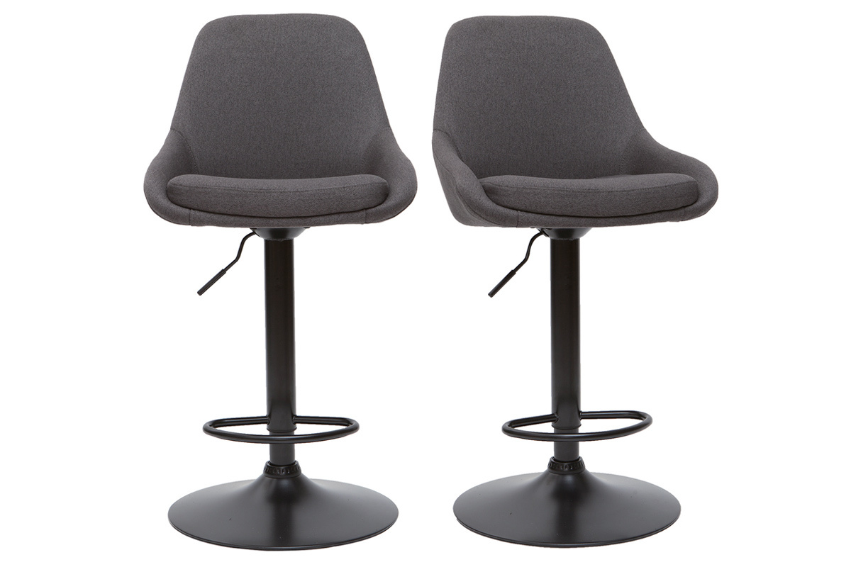 Taburetes de bar modernos regulables gris oscuro (lote de 2) HOLO