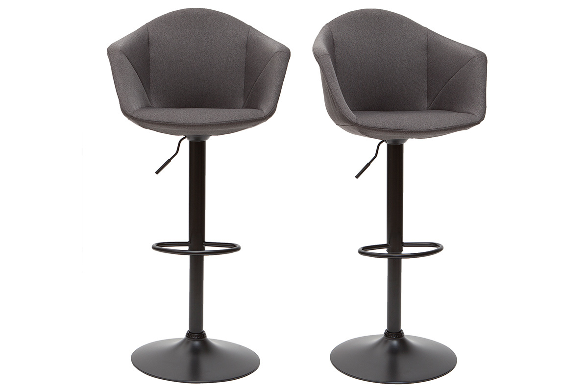 Taburetes de bar modernos regulables gris oscuro (lote de 2) TAYA