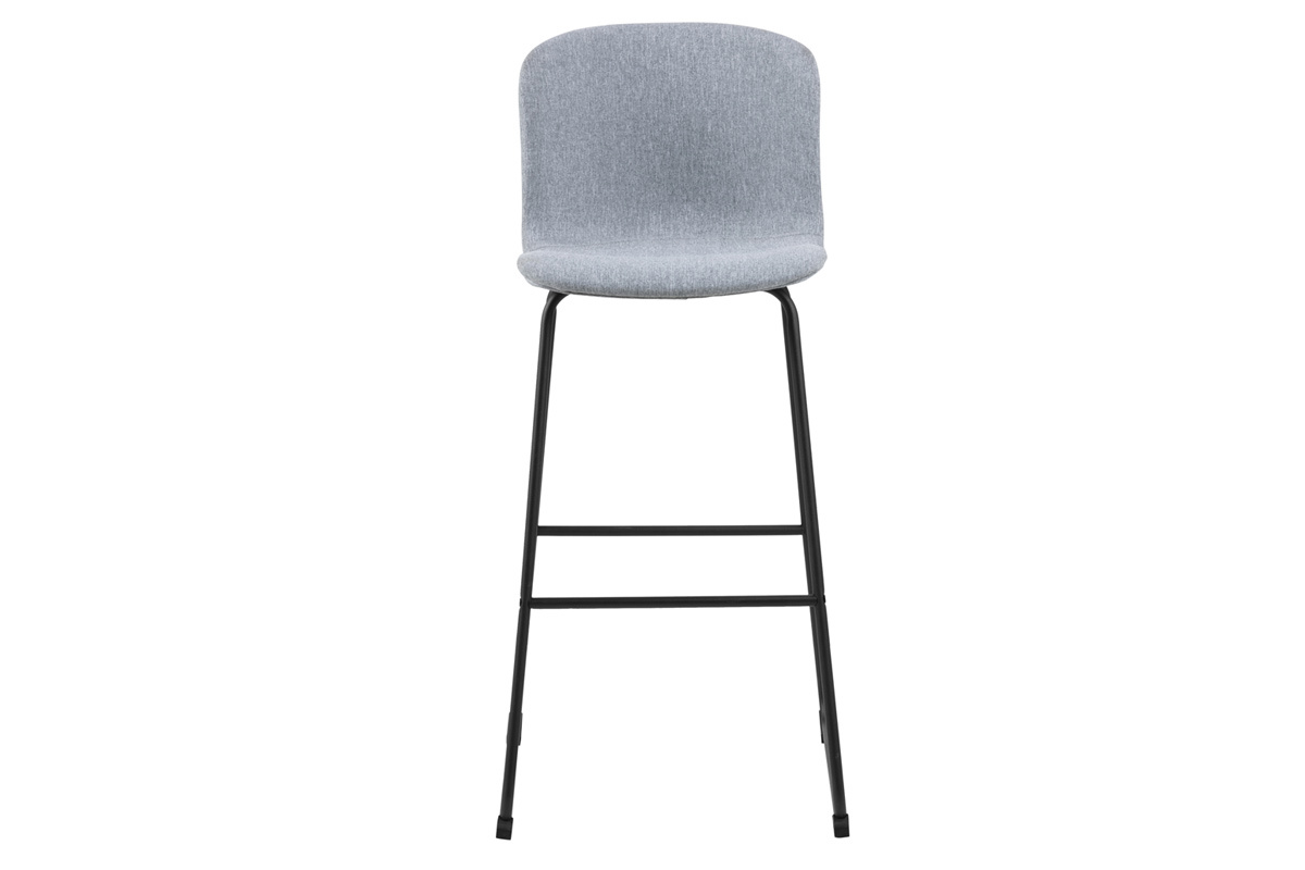 Taburetes de bar modernos tejido gris claro y metal negro 75 cm (lote de 2) STORY