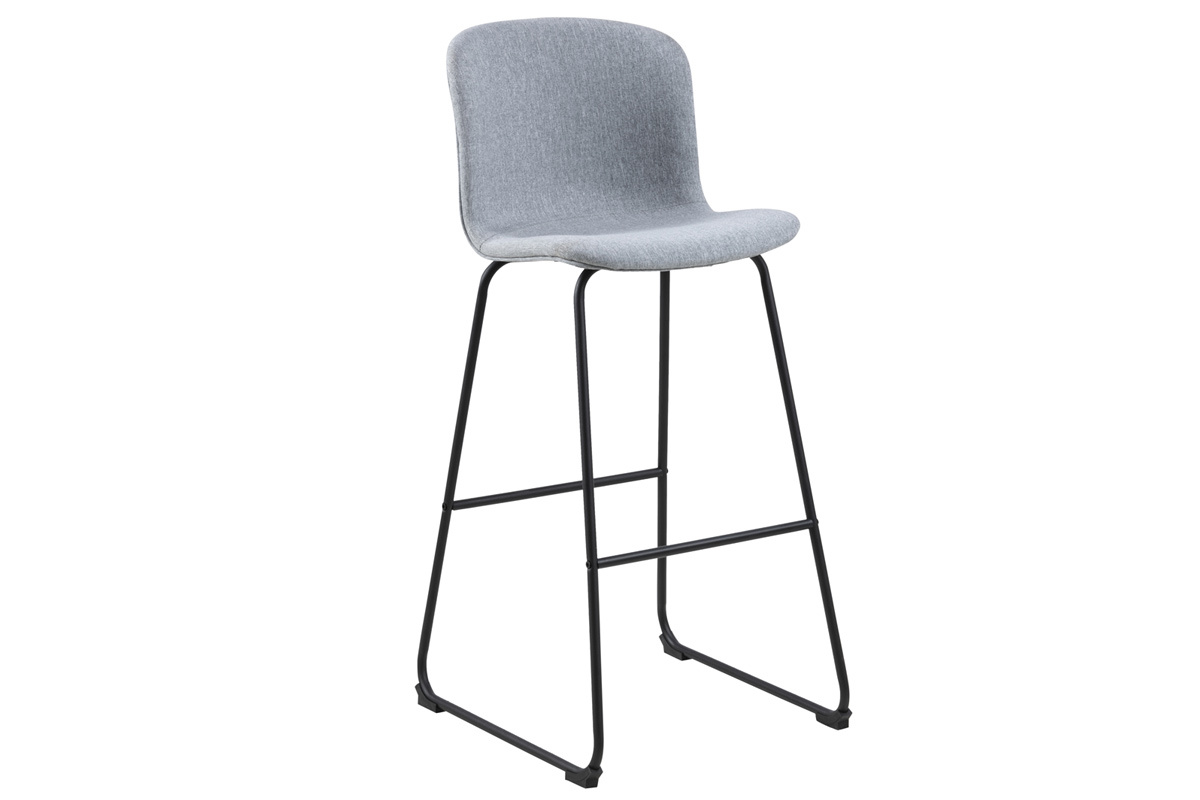Taburetes de bar modernos tejido gris claro y metal negro 75 cm (lote de 2) STORY