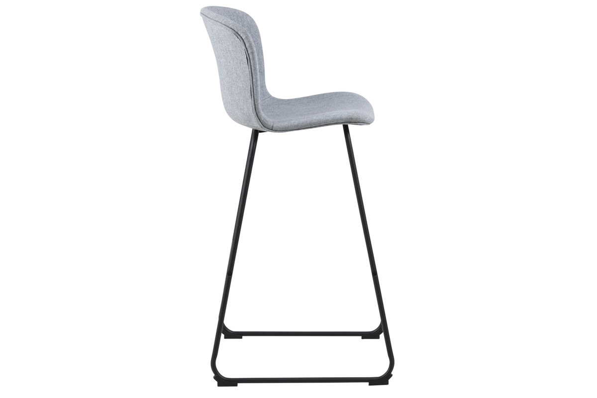 Taburetes de bar modernos tejido gris claro y metal negro 75 cm (lote de 2) STORY