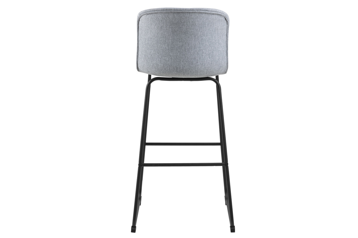 Taburetes de bar modernos tejido gris claro y metal negro 75 cm (lote de 2) STORY