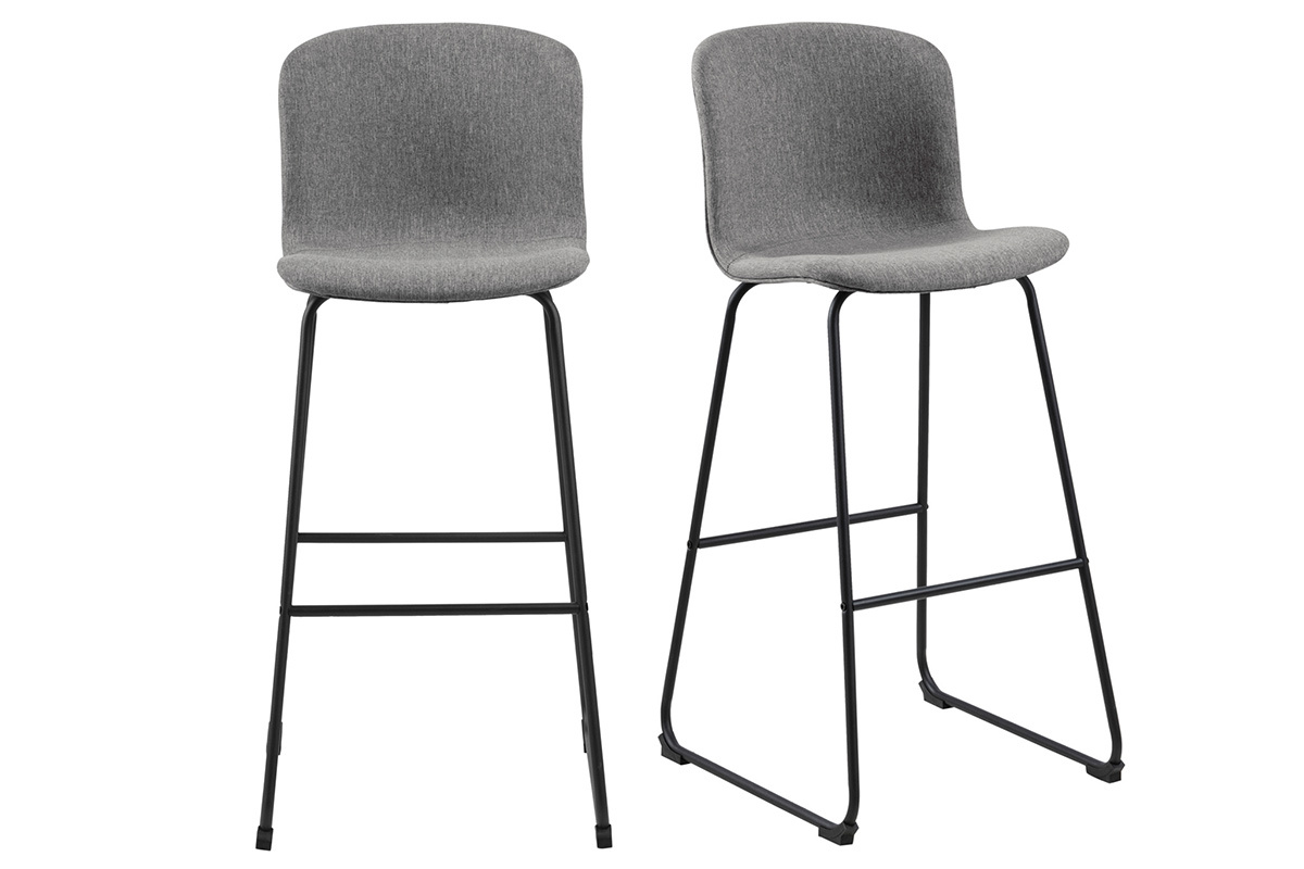 Taburetes de bar modernos tejido gris oscuro y metal negro 75 cm (lote de 2) STORY