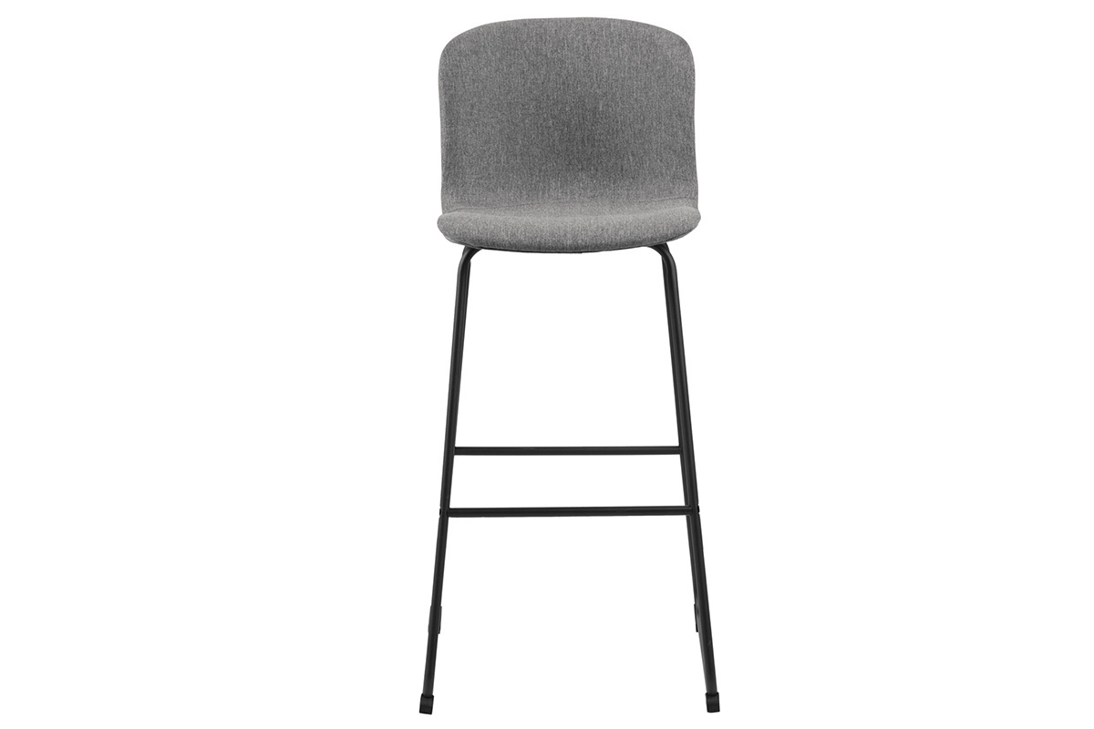 Taburetes de bar modernos tejido gris oscuro y metal negro 75 cm (lote de 2) STORY