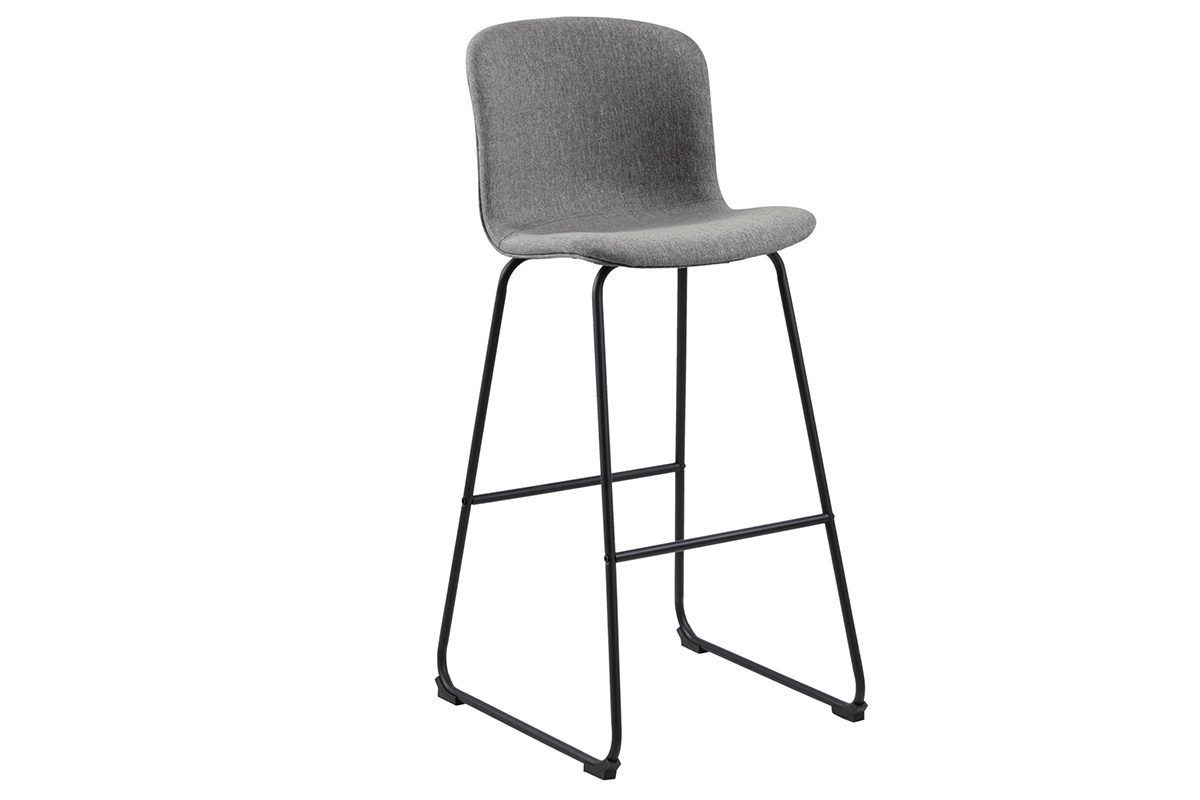 Taburetes de bar modernos tejido gris oscuro y metal negro 75 cm (lote de 2) STORY
