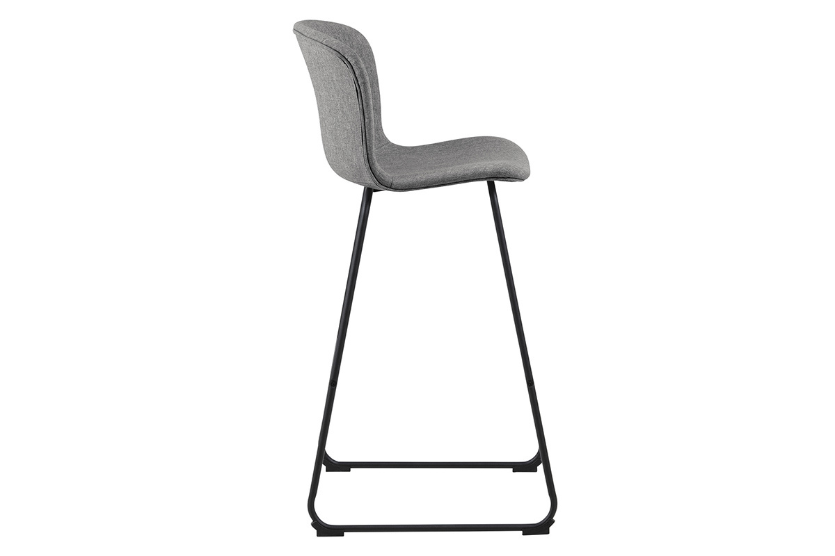 Taburetes de bar modernos tejido gris oscuro y metal negro 75 cm (lote de 2) STORY