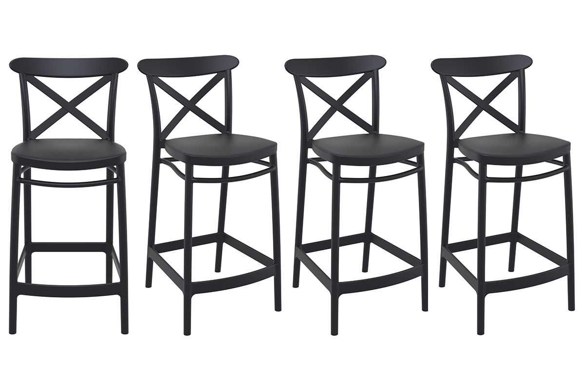 Taburetes de bar negros A65 cm interior / exterior (lote de 4) GERMAIN