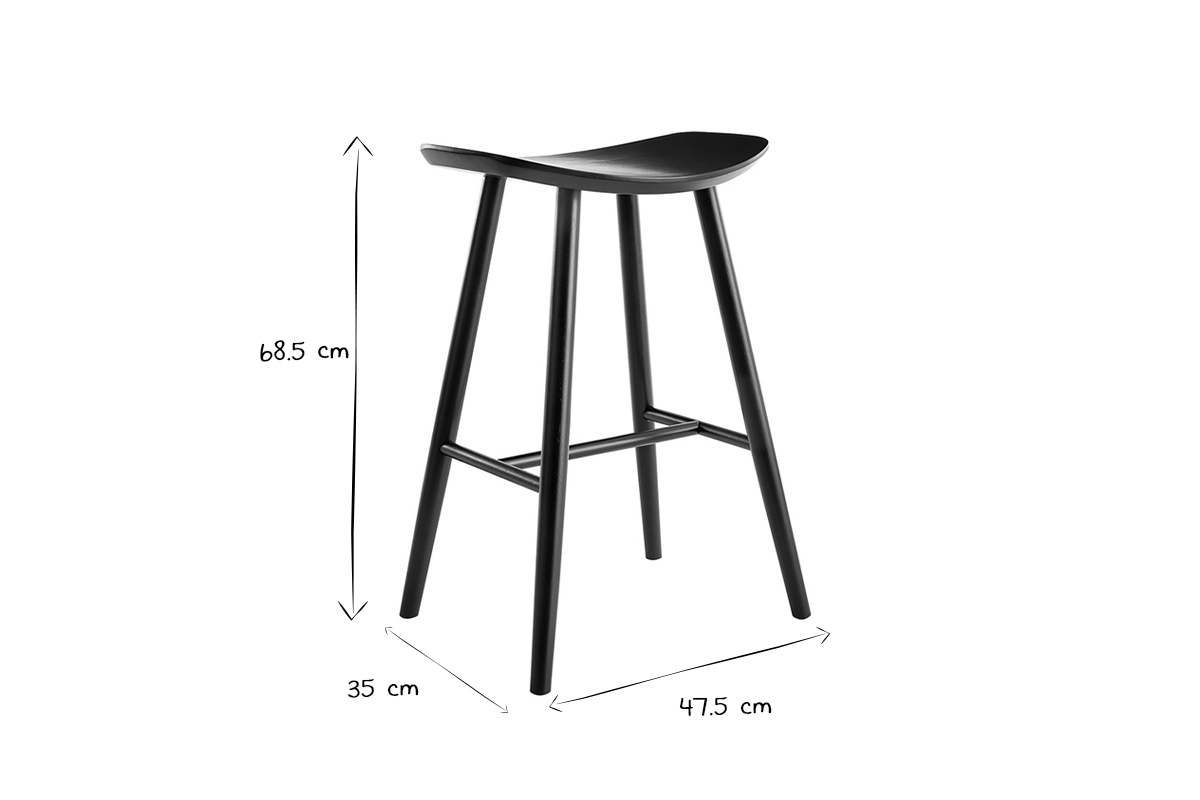 Taburetes de bar negros H65 cm (pack de 2) DEMORY