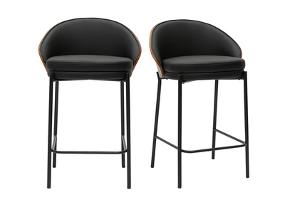 Taburetes de bar negros, madera oscura y metal H65 cm (lote de 2) TUCSON