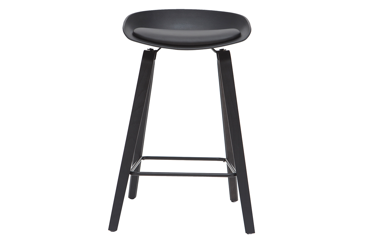 Taburetes de bar negros y madera 65cm (lote de 2) LINO