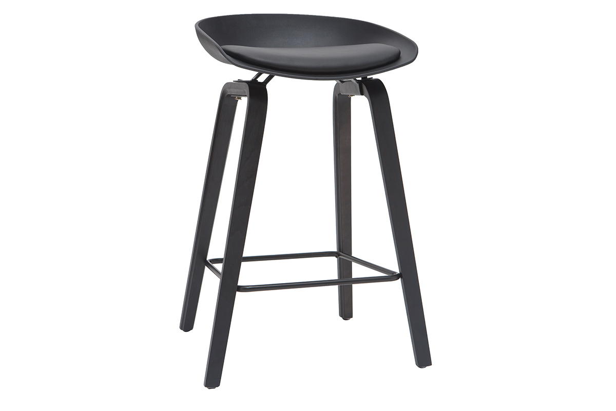 Taburetes de bar negros y madera 65cm (lote de 2) LINO