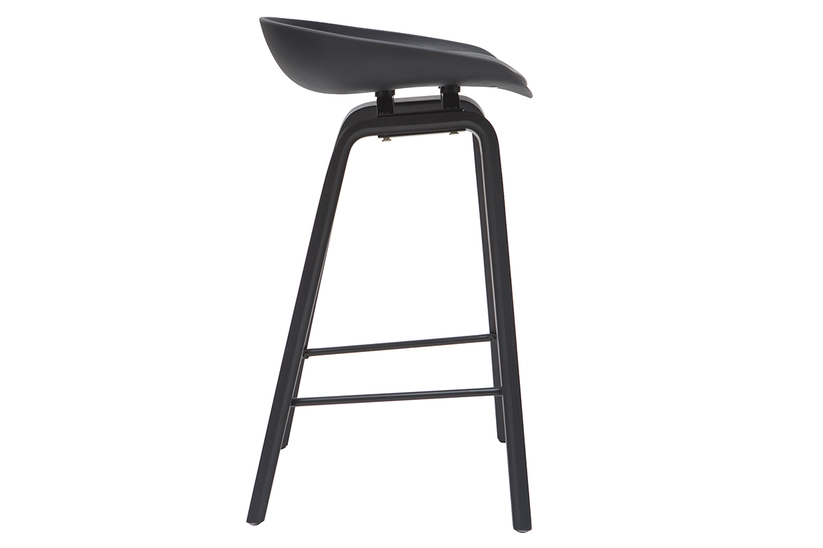 Taburetes de bar negros y madera 65cm (lote de 2) LINO