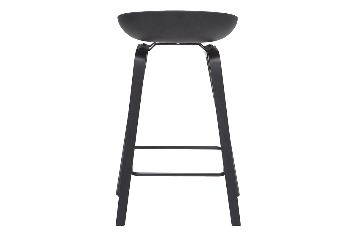 Taburetes de bar negros y madera 65cm (lote de 2) LINO